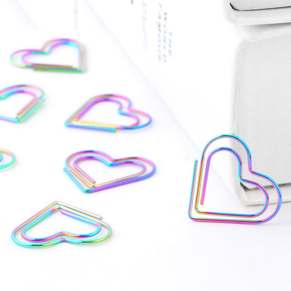 Heart Shaped Paper Clips, Rainbow, 12 Pack by HitMyNeed