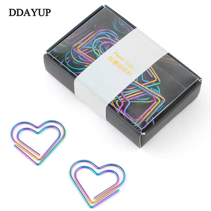 Heart Shaped Paper Clips, Rainbow, 12 Pack by HitMyNeed