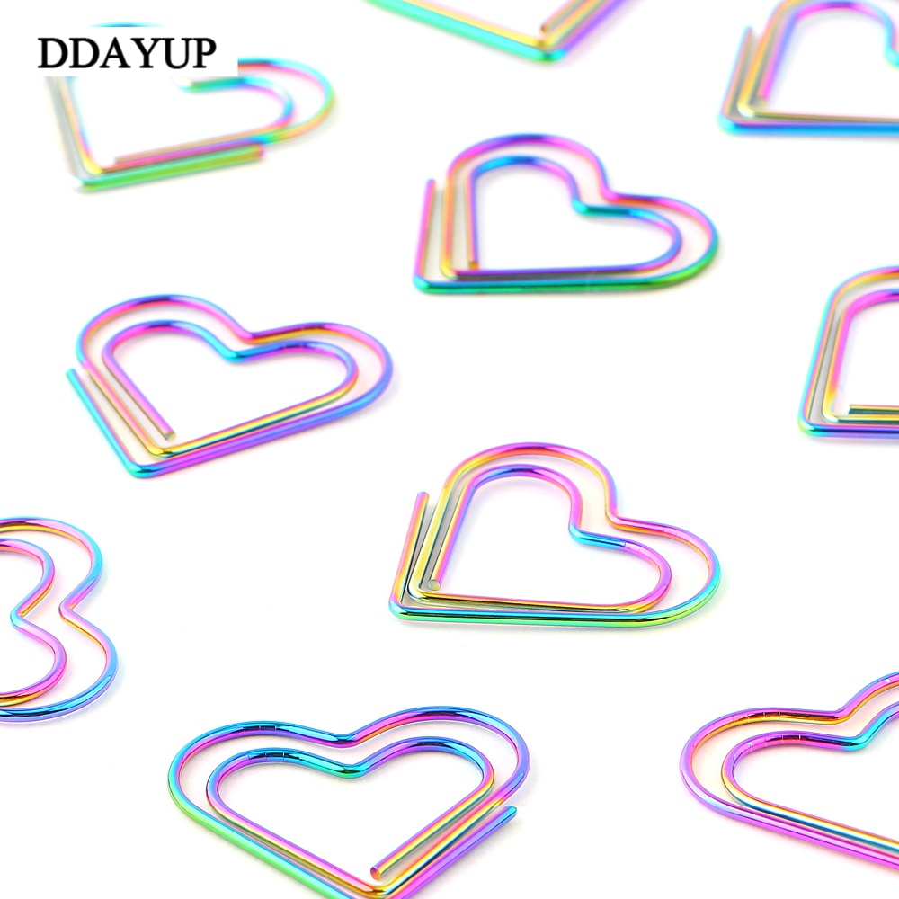 Heart Shaped Paper Clips, Rainbow, 12 Pack by HitMyNeed