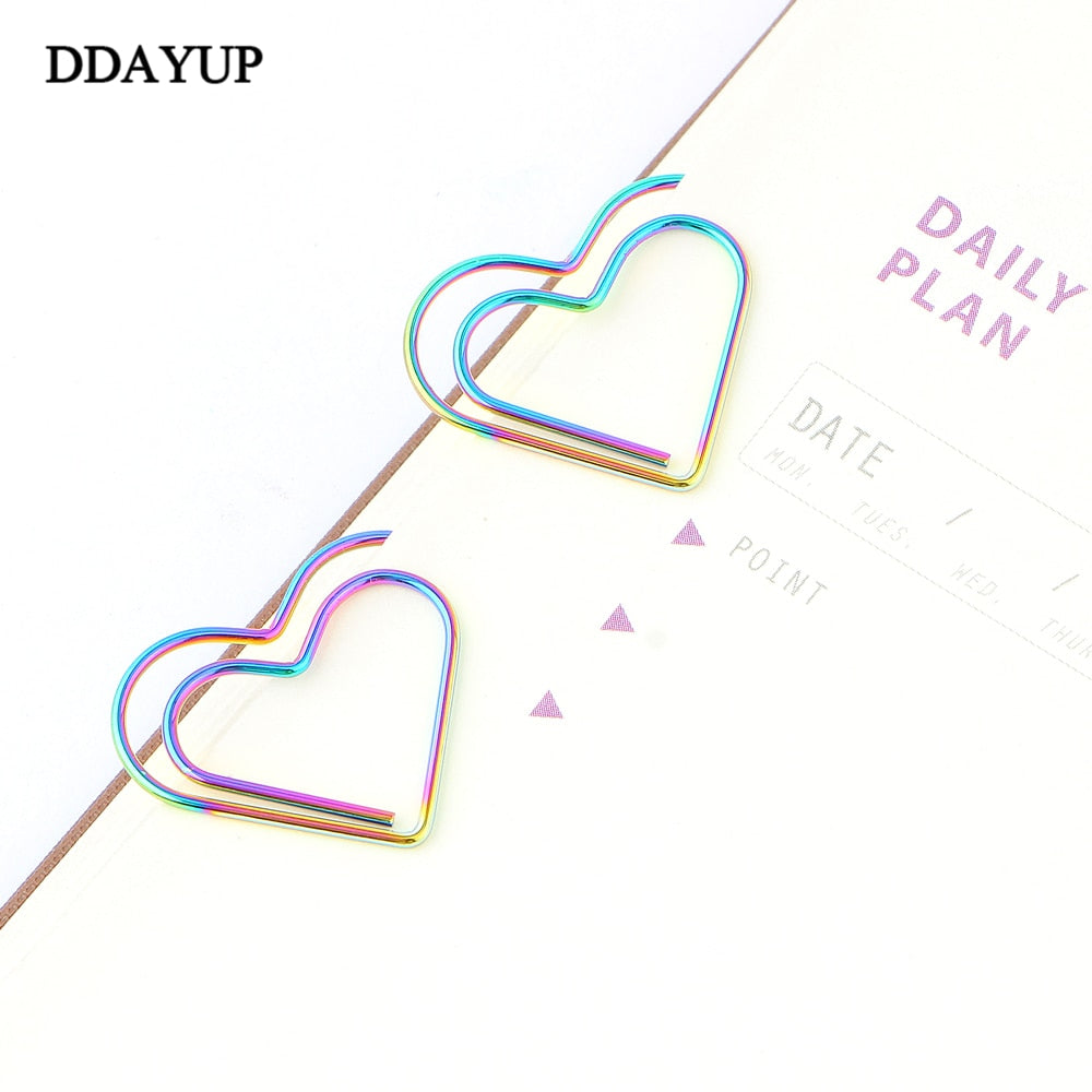 Heart Shaped Paper Clips, Rainbow, 12 Pack by HitMyNeed