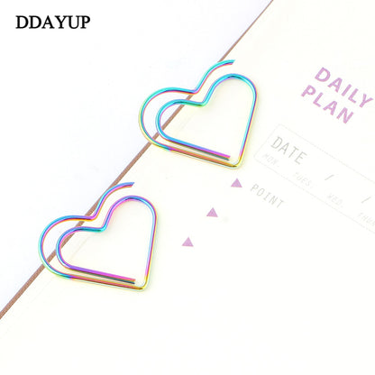 Heart Shaped Paper Clips, Rainbow, 12 Pack by HitMyNeed