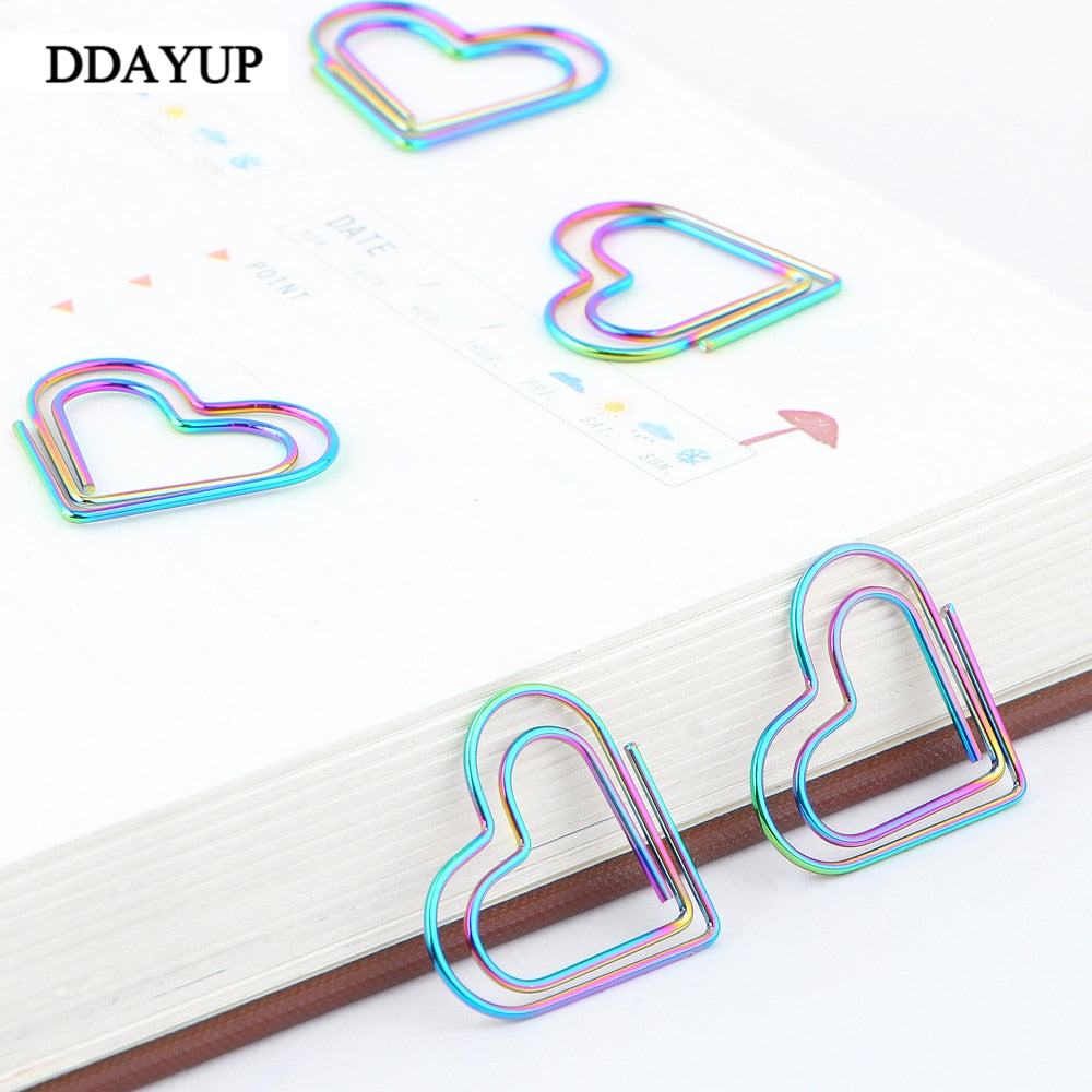 Heart Shaped Paper Clips, Rainbow, 12 Pack by HitMyNeed