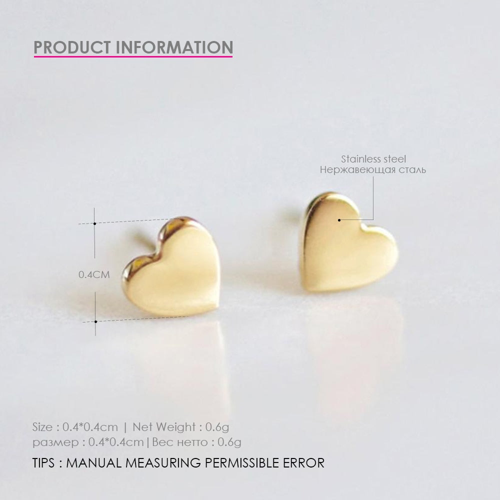 Heart Shaped Stainless Steel Stud Earrings by HitMyNeed