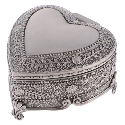 Heart Shaped Vintage Jewelry Box with Floral Engraving by HitMyNeed