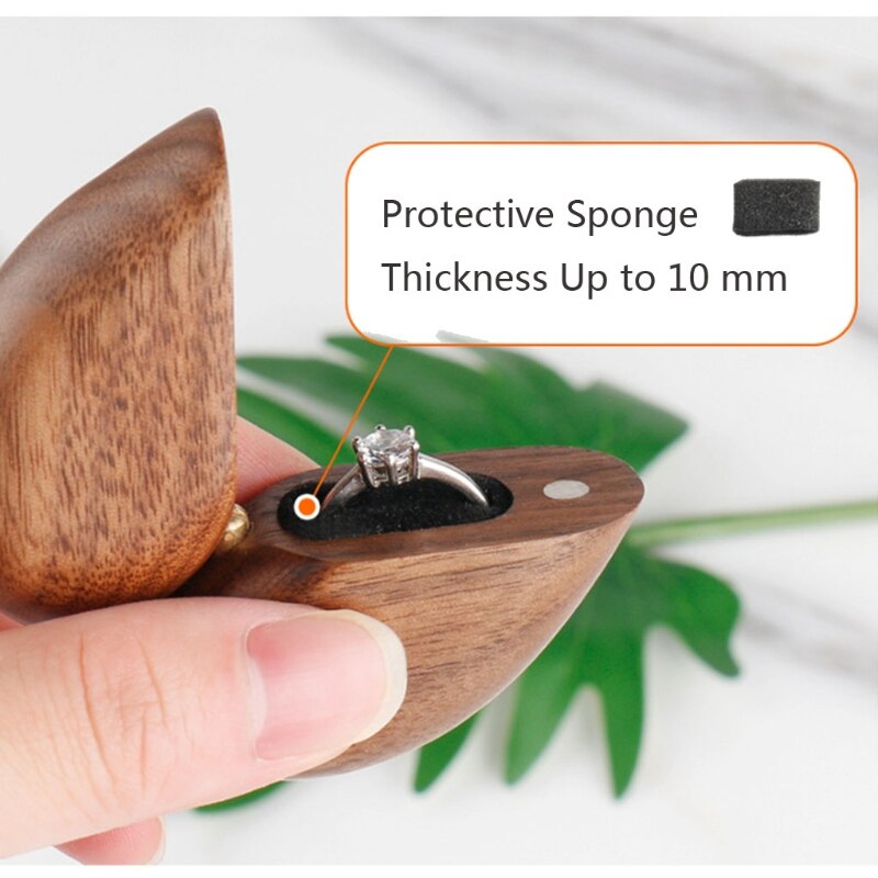 Heart Shaped Walnut Wooden Engagement Ring Box by HitMyNeed