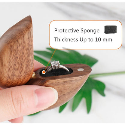 Heart Shaped Walnut Wooden Engagement Ring Box by HitMyNeed