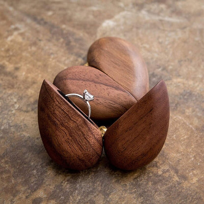 Heart Shaped Walnut Wooden Engagement Ring Box by HitMyNeed