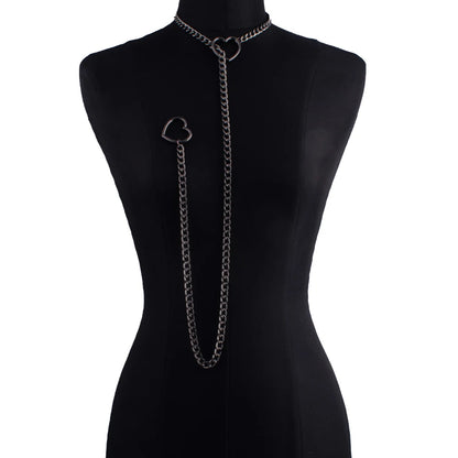 Heart Slip Chain Punk Rock Adjustable Choker Necklace by HitMyNeed