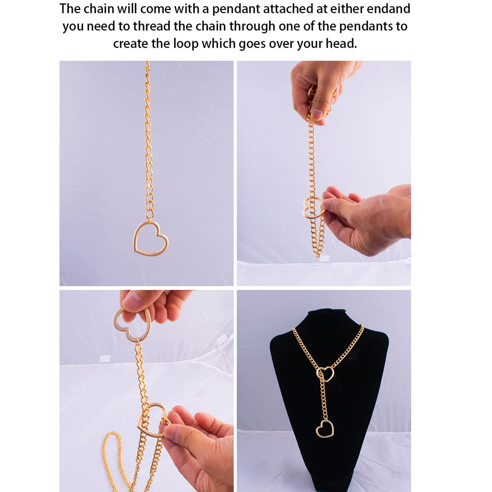 Heart Slip Chain Punk Rock Adjustable Choker Necklace by HitMyNeed