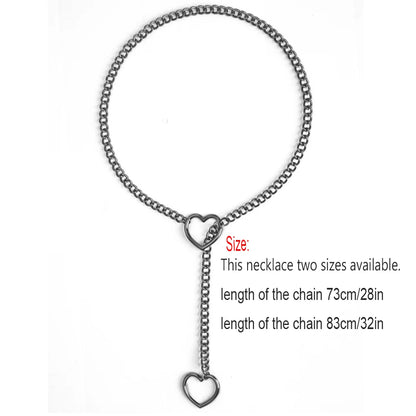 Heart Slip Chain Punk Rock Adjustable Choker Necklace by HitMyNeed