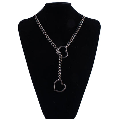 Heart Slip Chain Punk Rock Adjustable Choker Necklace gun-black 28in by HitMyNeed