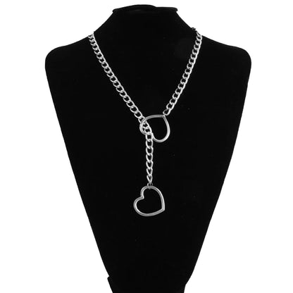 Heart Slip Chain Punk Rock Adjustable Choker Necklace silvercolor 28in by HitMyNeed