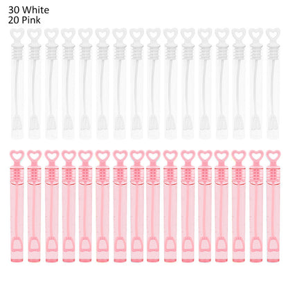Heart Wand Empty Bubble Bottles, 50 Pack pink-white by HitMyNeed