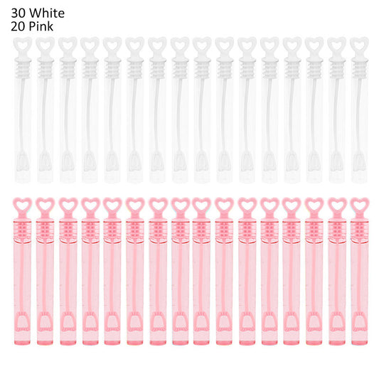 Heart Wand Empty Bubble Bottles, 50 Pack pink-white by HitMyNeed