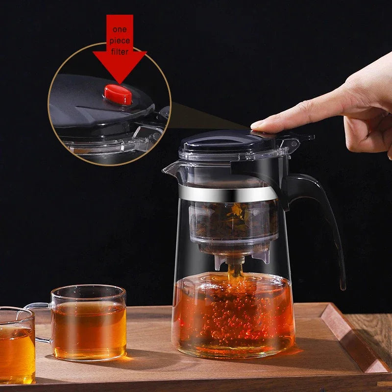 Heat Resistant Glass Teapot with One-Click Filter by HitMyNeed