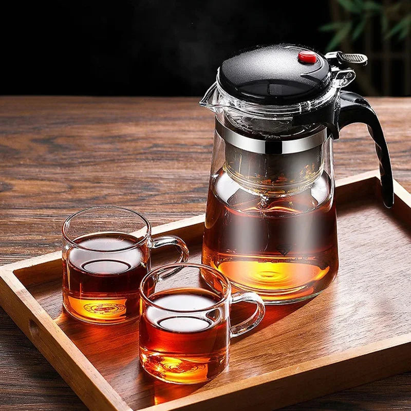 Heat Resistant Glass Teapot with One-Click Filter by HitMyNeed