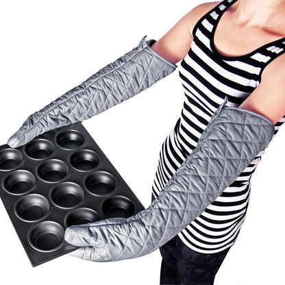 Heat-Resistant Long Oven Mitts (Pair, 58 cm) by HitMyNeed