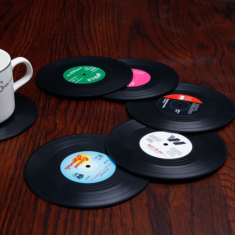 Heat Resistant Non Slip Vinyl Record Coaster Set (6pcs) by HitMyNeed