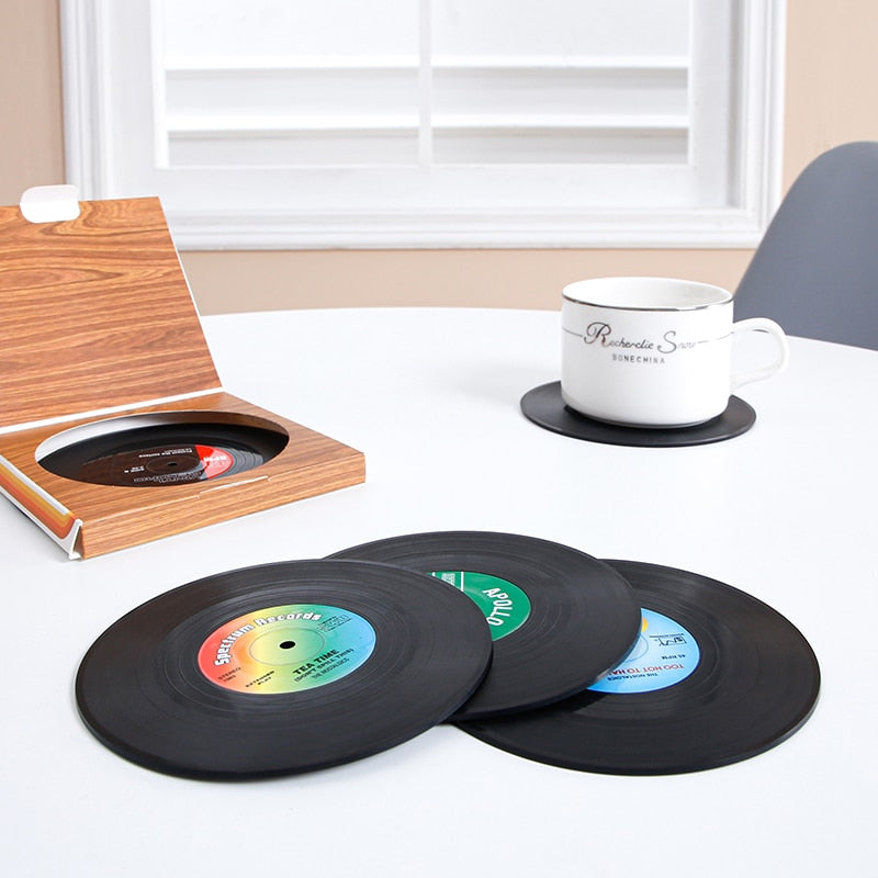 Heat Resistant Non Slip Vinyl Record Coaster Set (6pcs) by HitMyNeed