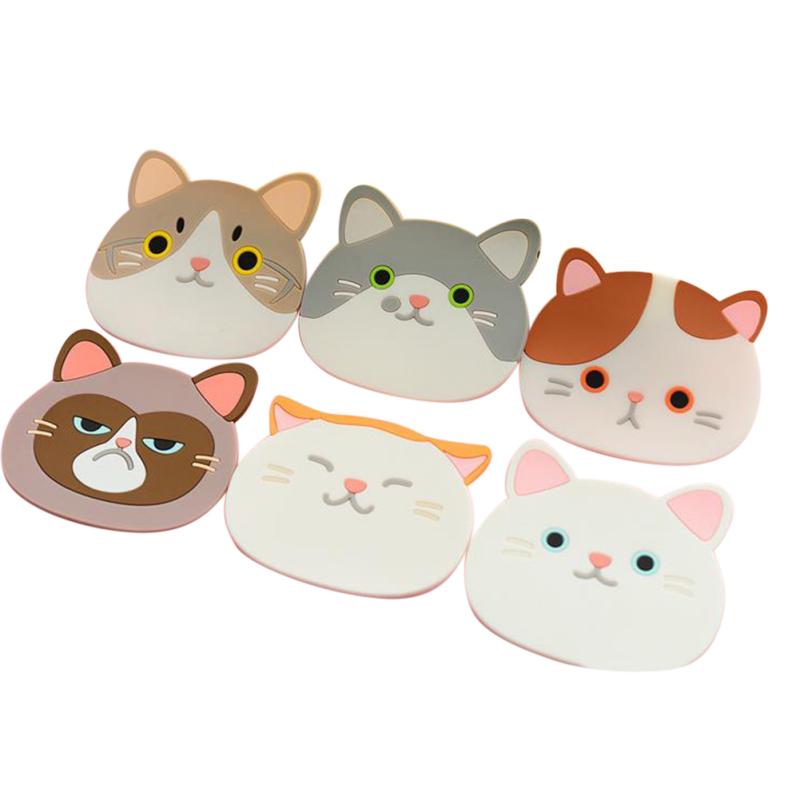 Heat-Resistant Silicone Cat Coasters Set (6 pcs) by HitMyNeed