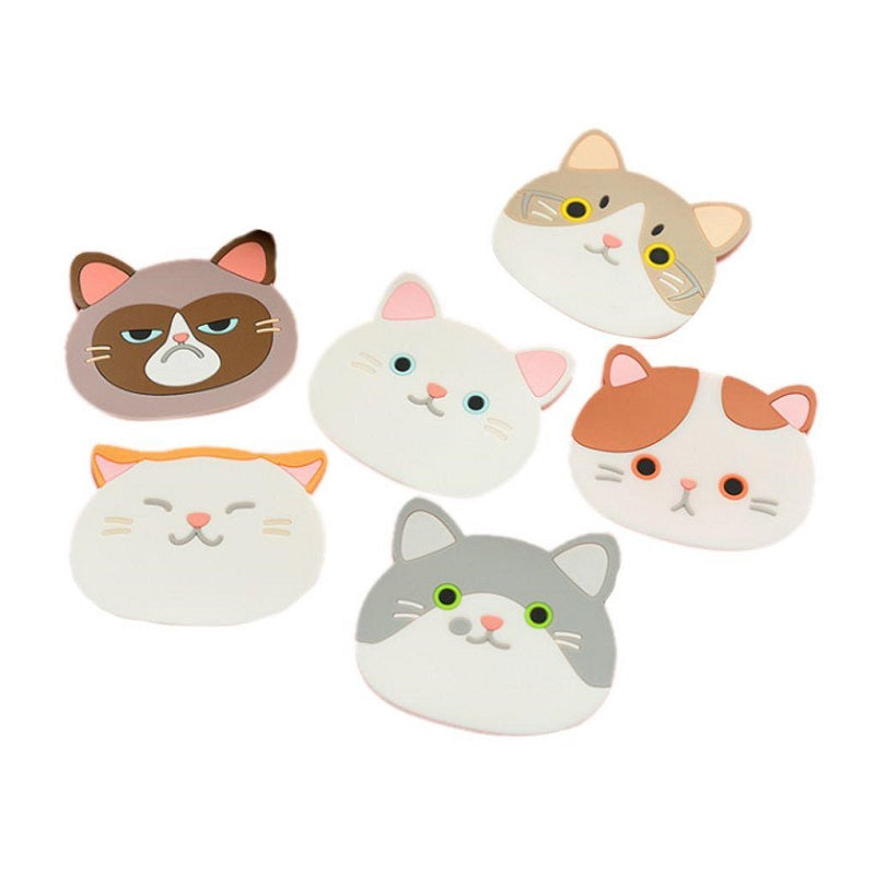 Heat-Resistant Silicone Cat Coasters Set (6 pcs) by HitMyNeed