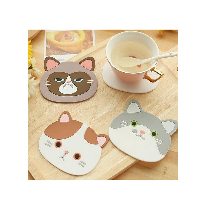 Heat-Resistant Silicone Cat Coasters Set (6 pcs) by HitMyNeed