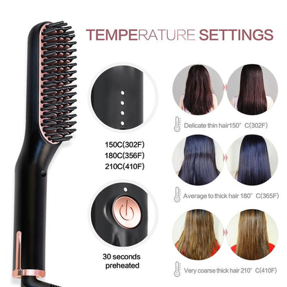 Heated Beard Brush Hair & Beard Straightener by HitMyNeed