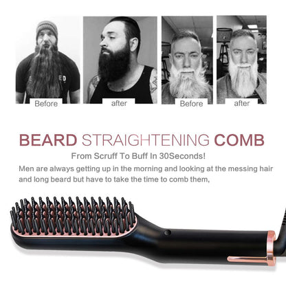 Heated Beard Brush Hair & Beard Straightener by HitMyNeed