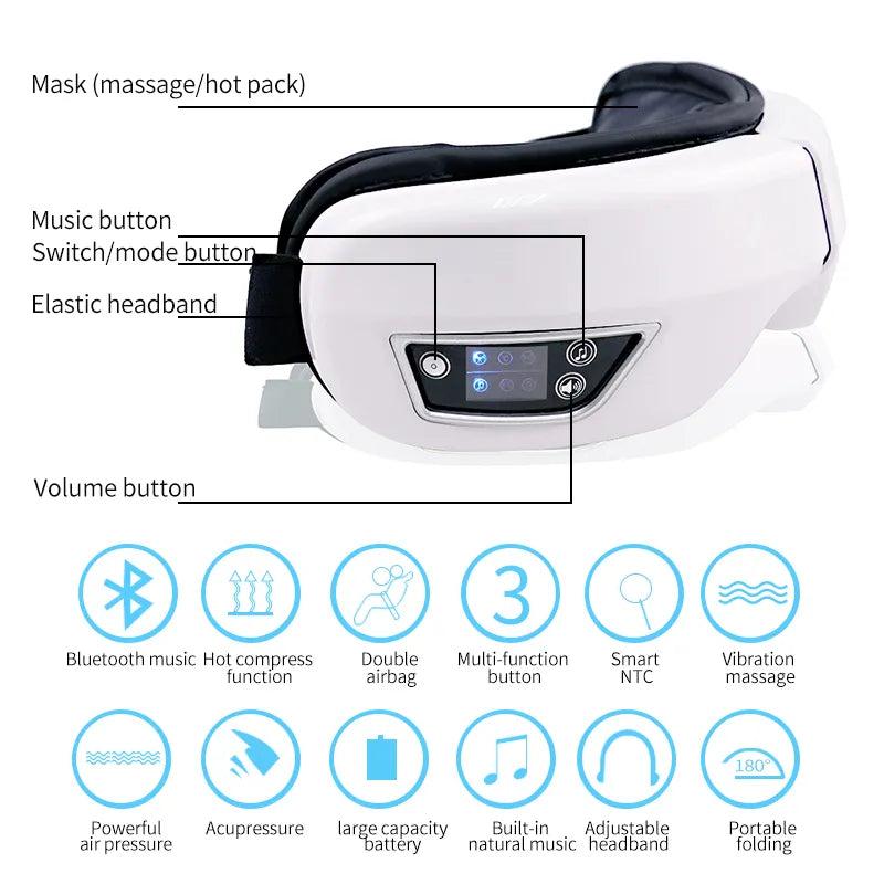 Heated Bluetooth Eye Massager with Air Compression by HitMyNeed