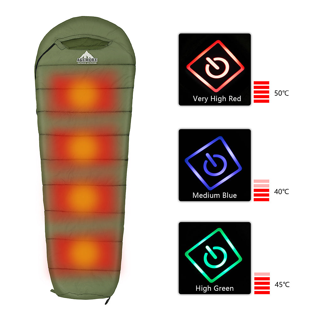 Heated Sleeping Bag for Camping, 3-Heat Settings by HitMyNeed