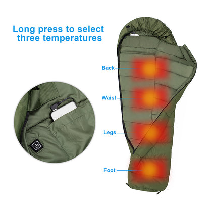 Heated Sleeping Bag for Camping, 3-Heat Settings by HitMyNeed