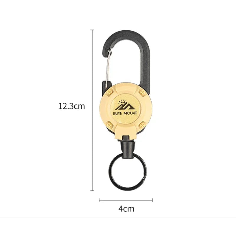 Heavy Duty Retractable Badge Reel & Carabiner Keychain khaki by HitMyNeed