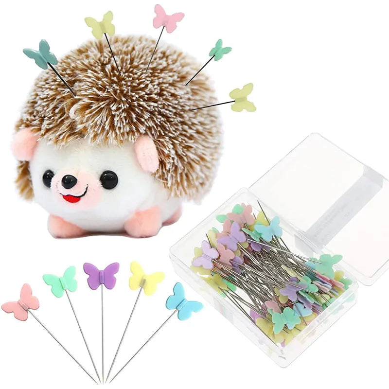 Hedgehog Pin Cushion with 100 Colorful Pins by HitMyNeed