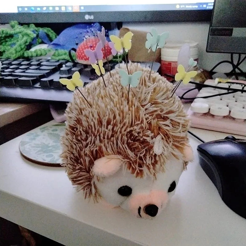 Hedgehog Pin Cushion with 100 Colorful Pins by HitMyNeed