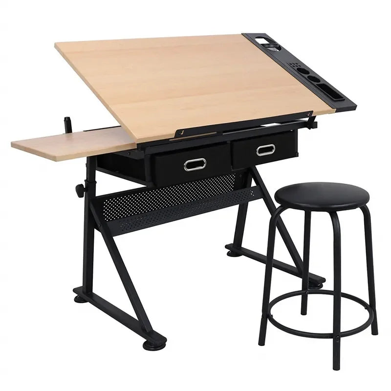 Height Adjustable Drafting and Drawing Table Desk wood by HitMyNeed