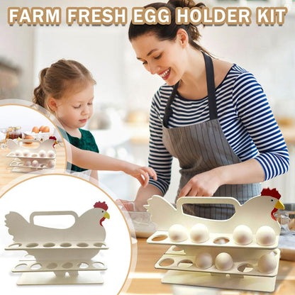 Hen Shaped Wooden Egg Rack Organizer, 24 Egg Capacity by HitMyNeed