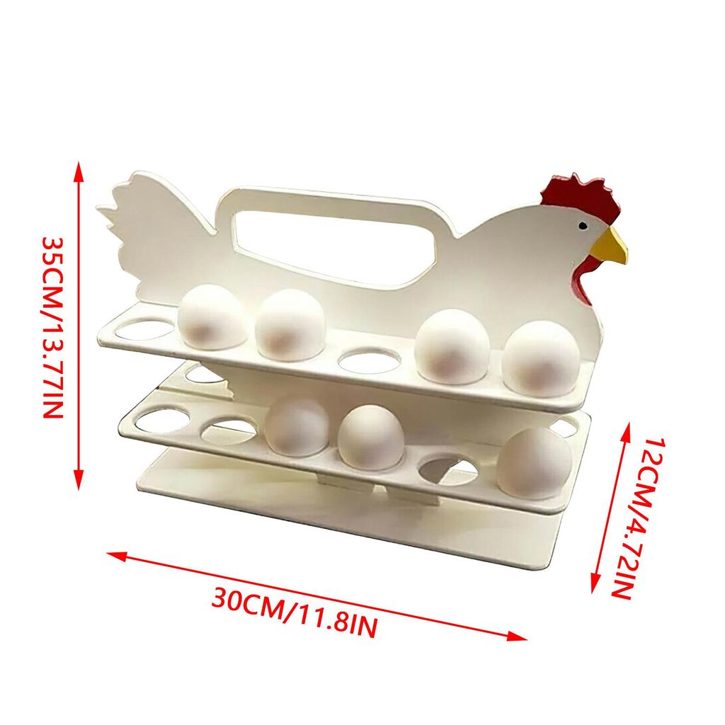 Hen Shaped Wooden Egg Rack Organizer, 24 Egg Capacity by HitMyNeed