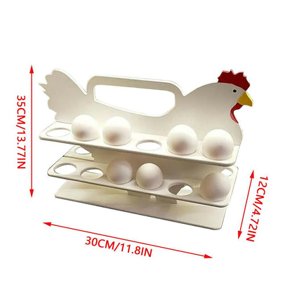 Hen Shaped Wooden Egg Rack Organizer, 24 Egg Capacity by HitMyNeed