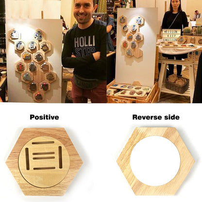 Hexagon Wooden Wall Medal Holder with Magnet by HitMyNeed