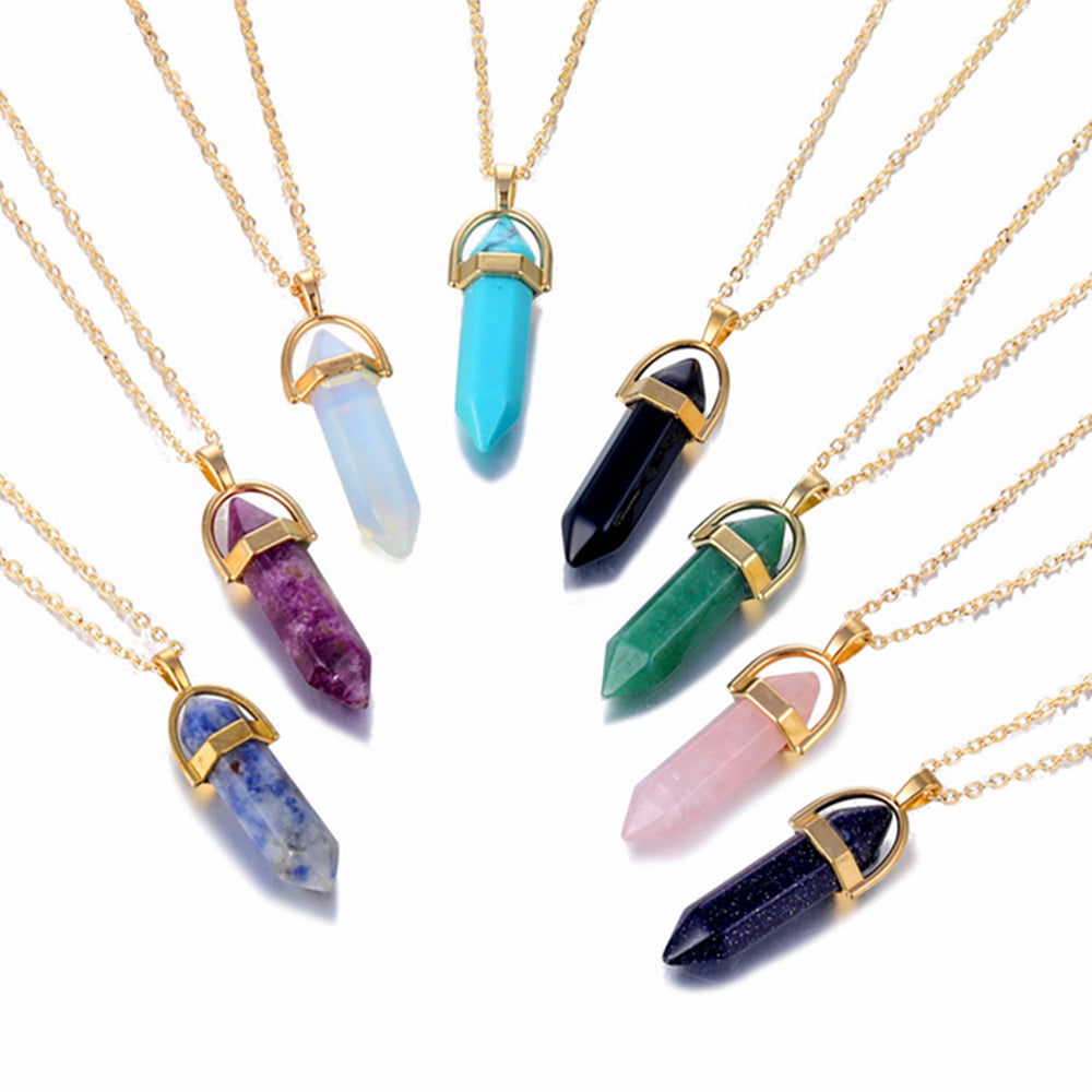 Hexagonal Natural Crystal Quartz Pendant Necklace by HitMyNeed