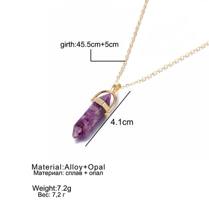 Hexagonal Natural Crystal Quartz Pendant Necklace by HitMyNeed