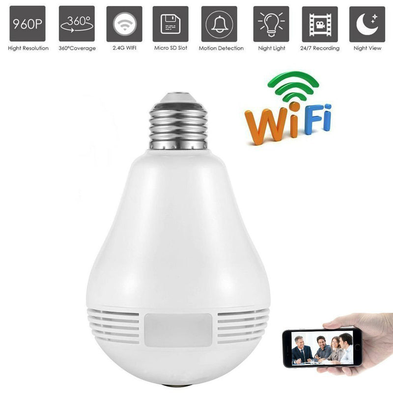 Hidden Camera Light Bulb with 360° WiFi Monitoring by HitMyNeed