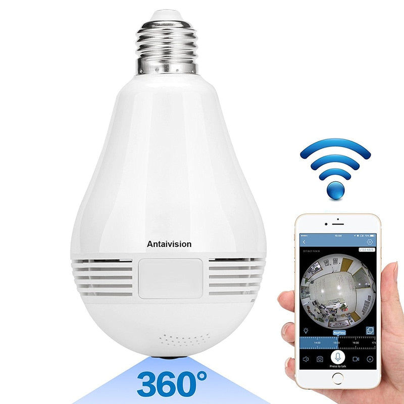 Hidden Camera Light Bulb with 360° WiFi Monitoring by HitMyNeed