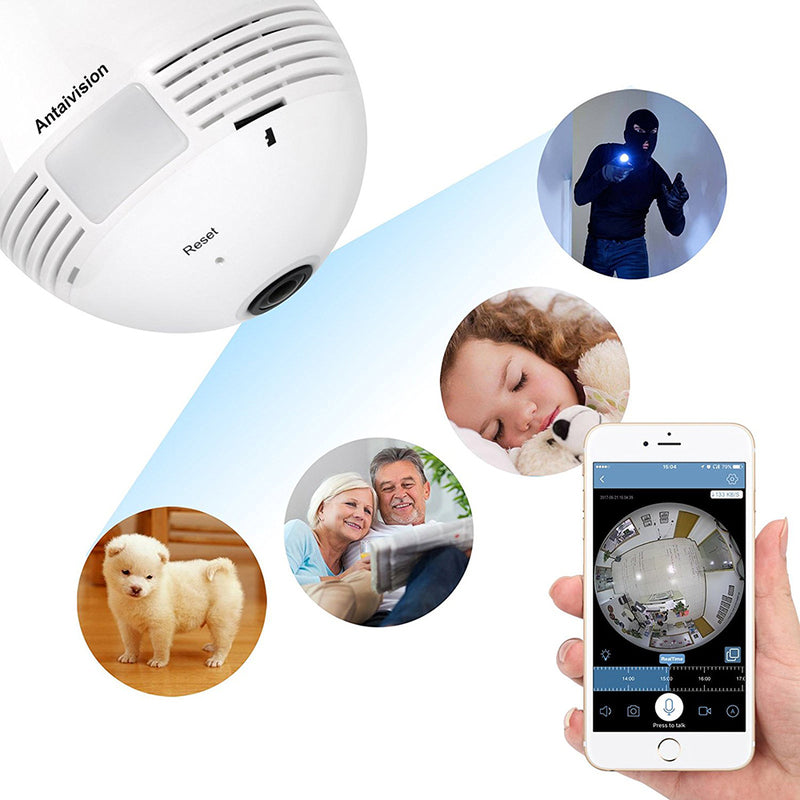 Hidden Camera Light Bulb with 360° WiFi Monitoring by HitMyNeed