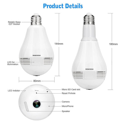 Hidden Camera Light Bulb with 360° WiFi Monitoring by HitMyNeed