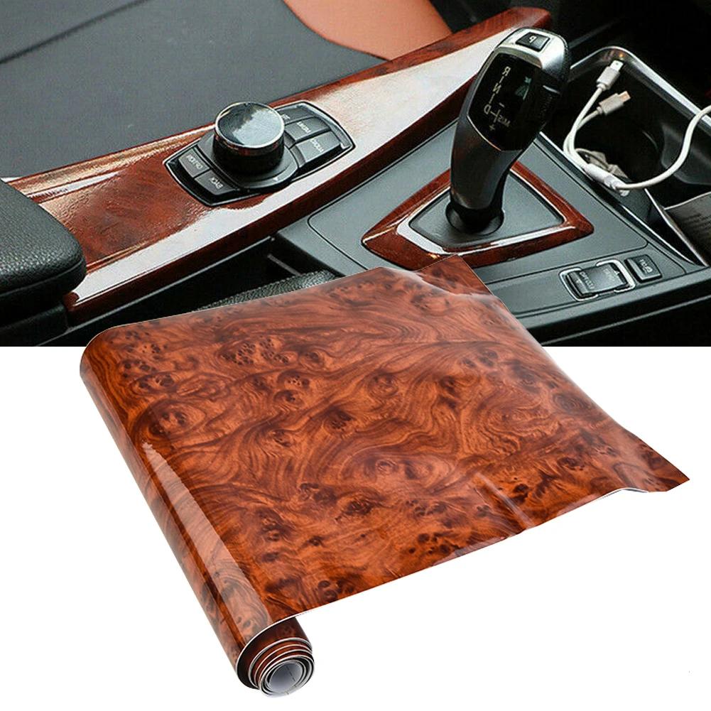 High Gloss Wood Grain Car Interior Vinyl Wrap 30x120cm by HitMyNeed