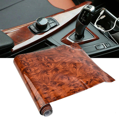 High Gloss Wood Grain Car Interior Vinyl Wrap 30x120cm by HitMyNeed