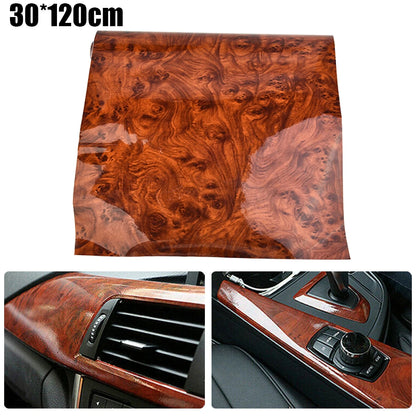 High Gloss Wood Grain Car Interior Vinyl Wrap 30x120cm by HitMyNeed