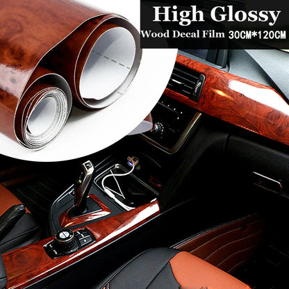 High Gloss Wood Grain Car Interior Vinyl Wrap 30x120cm by HitMyNeed