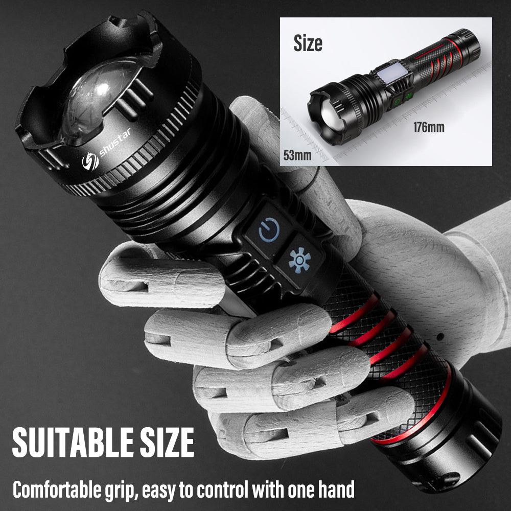 High Power 30W LED Tactical Flashlight 1500m with-1200mah-battery by HitMyNeed